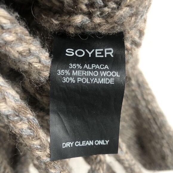 SOYER Alpaca Mohair Merino Wool Blend Sweater Sz S Brown Chunky Knit Drawstring - Picture 4 of 9
